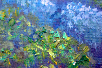 Abstract modern painting. Painting painted with a palette knife on canvas with oil paints in a large stroke.