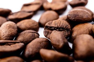 Coffee beans on white.