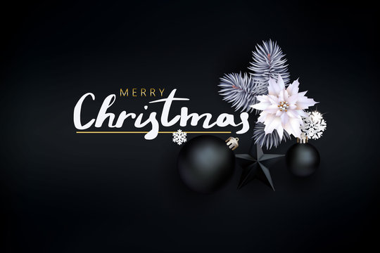 Christmas background with black balls