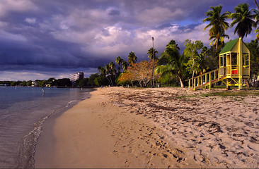 LUQUILLO BEACH AT SUNSET IN PUERTO RICO