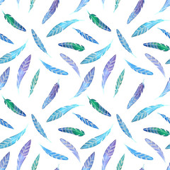 Ink Owl Feathers Seamless Repeat Pattern  