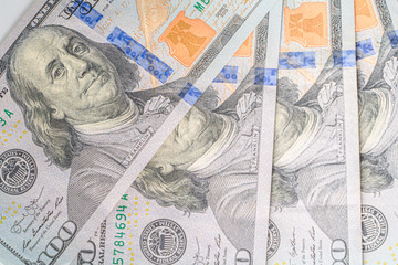 Close up of  100 usd banknotes