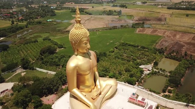Wat Muang aerial view, biggest buddha statue in Thailand