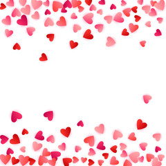 Red flying hearts bright love passion vector background.