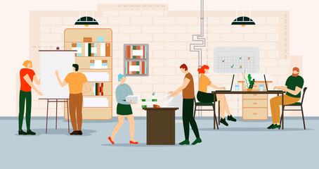 Creative People Work in Office with Computers.