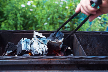 Burning coal. Hot burning and glowing coal