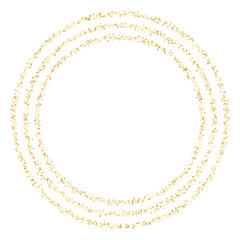 Gold sparkles glitter dust metallic confetti vector frame border background.