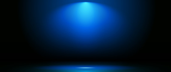 Vector illustration abstract empty blue and black color studio room. Graphic design with blank, empty space on blur gradient background. Used to display your products for template or banner background