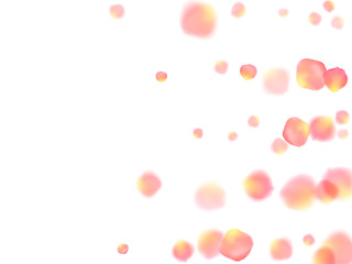 Rose gold petals flying cosmetics vector background.