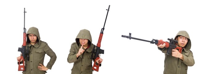 Man with a gun isolated on white