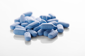Open bottle of prescription PrEP Pills for Pre-Exposure Prophylaxis to help protect people from HIV.