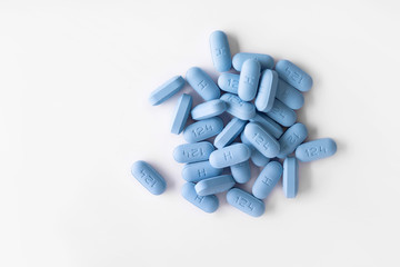 Open bottle of prescription PrEP Pills for Pre-Exposure Prophylaxis to help protect people from HIV.