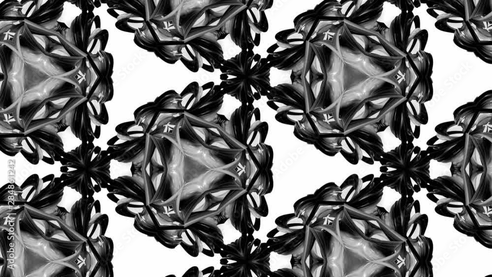 Poster 4k seamless looped animation of black and white pattern with ribbons are twisted and formed complex 