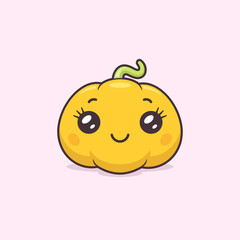 Cute kawaii pumpkin character vector cartoon illustration