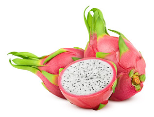 dragon fruit, pitahaya, pitaya, isolated on white background, clipping path, full depth of field