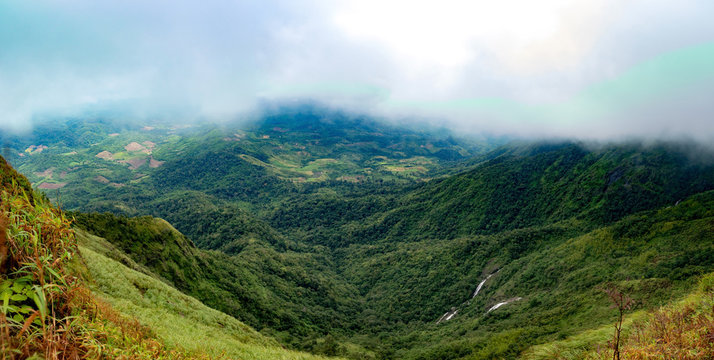 Top view on the mountain. doi ma muang sam muen and heart water fall, umphang, Tak, Thailand.