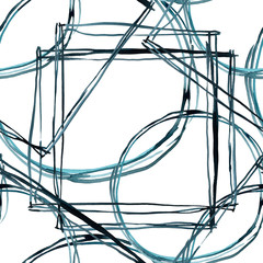 Watercolor geometric abstract seamless pattern on white background