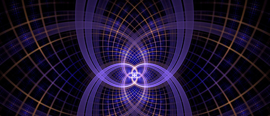 Abstract fractal background made out of interconnected spirals in shining purple,orange