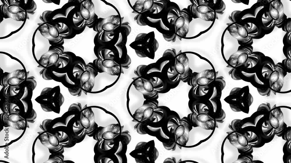 Poster 4k seamless looped animation of black and white pattern with ribbons are twisted and formed complex 