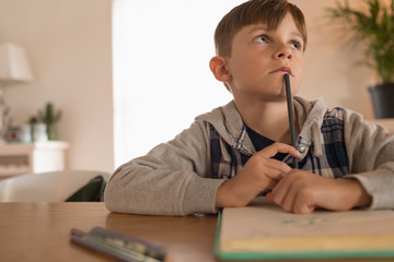 Boy doing his homework at home