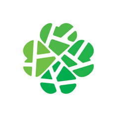 green geometric clover icon- vector illustration