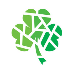 green geometric clover icon- vector illustration