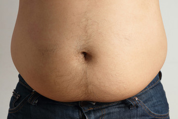 Asian men are fat, big belly Wearing very tight jeans