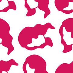 Women s retro hairstyle of the 50s. Hollywood wave of hair. Glamorous female hairstyle. Seamless pattern for the design of hairdressers and hair stylists. Hair pink fashionable color.