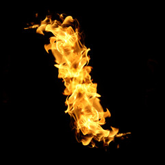 Fire flames collection isolated on black background