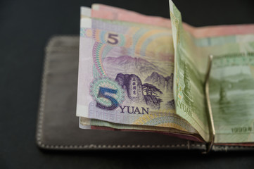 Chines money on the dark background.
