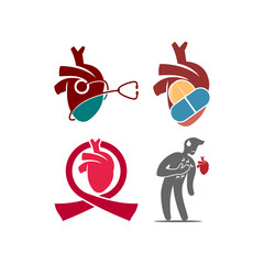 Heart attack risk vector logo icon design Illustration