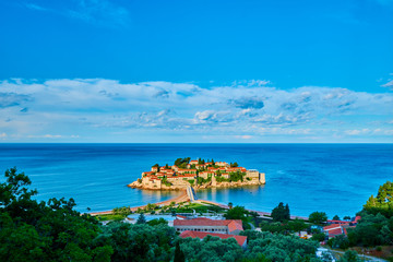 Sveti stefan island during summer
