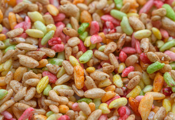 Puffed rice closeup - texture background.