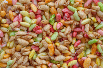 Puffed rice closeup - texture background.