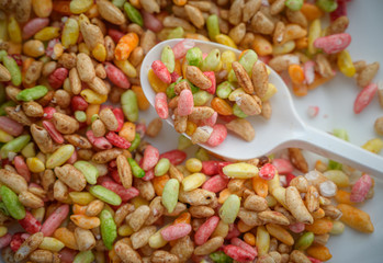 Puffed rice closeup - texture background.