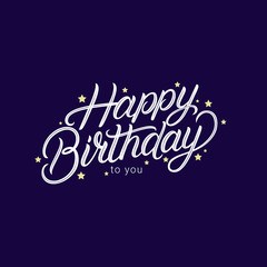 Happy Birthday hand written lettering.