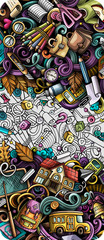 Fototapeta premium Cartoon cute colorful hand drawn doodles School background