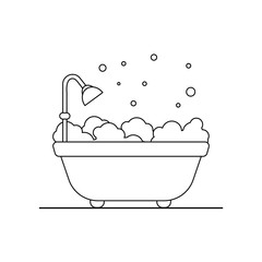 Naklejka premium Bathtub vector flat icon. Bathroom outline illustration.