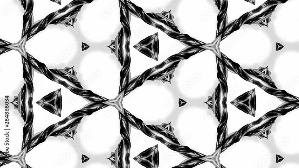 Poster 4k seamless looped animation of black and white pattern with ribbons are twisted and formed complex 