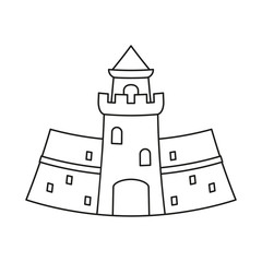 Line art black and white medieval castle