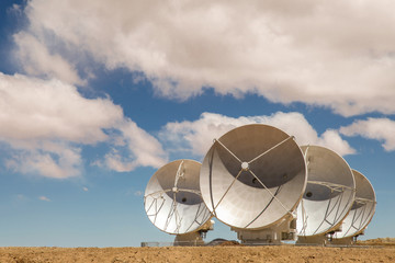 Radio satellite dishes pointed to the sky