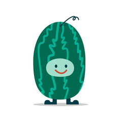 Watermelon cute character funny design.Happy fruits mascot.Kawaii character watermelon.
