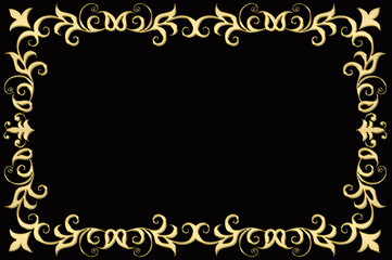 vintage background with golden frame on a black background