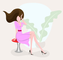 beautiful girl sits on a chair