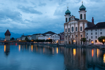 Fototapeta na wymiar Lucerne Swiss city on one hundred Swiss lakes