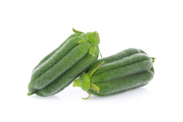 fresh sesame pods isolated on white background