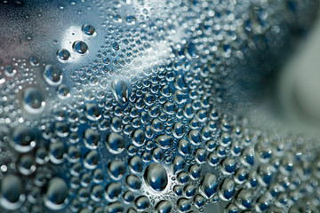 Water drops macro from a plastic bottle fifty megapixels