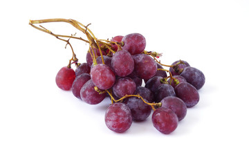 bunch of red grapes isolated on white background