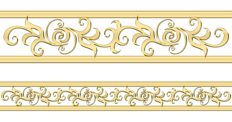 set of golden borders on a white background
