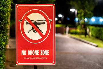 Drone in sky sign at Hotel in Thailand not allowed or permitted air zone